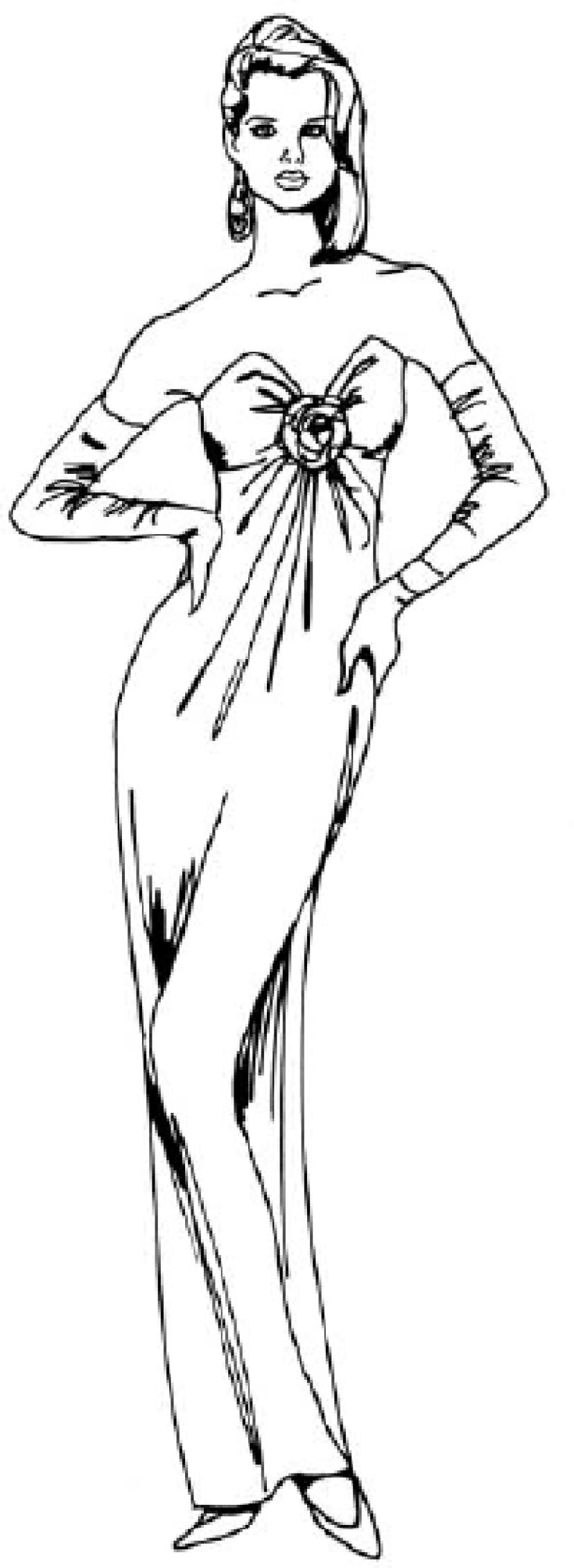 Эскиз женского платья на фигуре