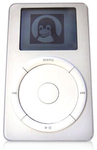 iPod上的Linux。查看更多的iPod图片。“border=