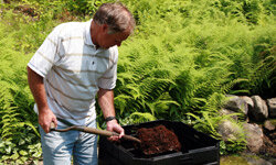 By starting a compost bin, you'll turn kitchen scraps into rich soil for your plants.
