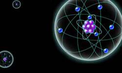 电子轨道绕原子的中心 - 就像天主角绕太阳。“border=