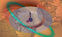 世界各地的原子钟都会定期重置，以确保它们与地球的时间保持一致。“border=