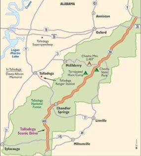 talladega national forest map Alabama Scenic Drive Talladega Scenic Drive Howstuffworks talladega national forest map